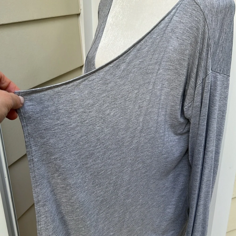 Vince Camuto Draped Waterfall Cardigan Light Gray Open Front  Minimalist Capsule